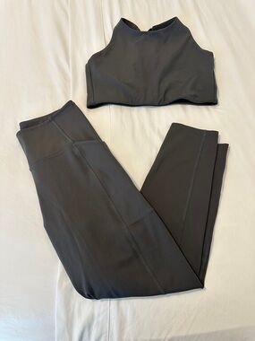 Girlfriend Collective  High-Waist Black Leggings & Crop Top Set